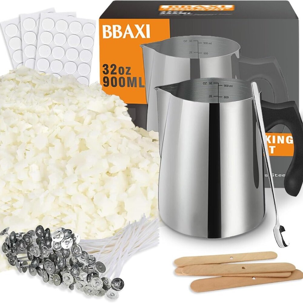 Candle Making Kit - 32oz Pouring Pot, 16oz Soy Wax, Wooden Wick Holders, Candle - Picture 1 of 8